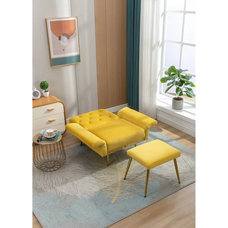 Fauteuil HOMEFUN en velours capitonné avec accoudoirs et dossier réglables et repose-pieds-24