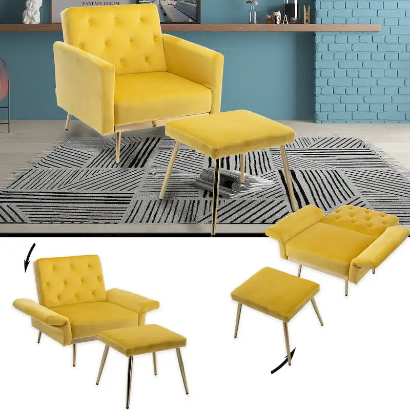 Fauteuil HOMEFUN en velours capitonné avec accoudoirs et dossier réglables et repose-pieds-25