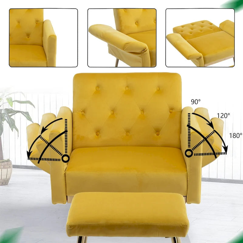 Fauteuil HOMEFUN en velours capitonné avec accoudoirs et dossier réglables et repose-pieds-26
