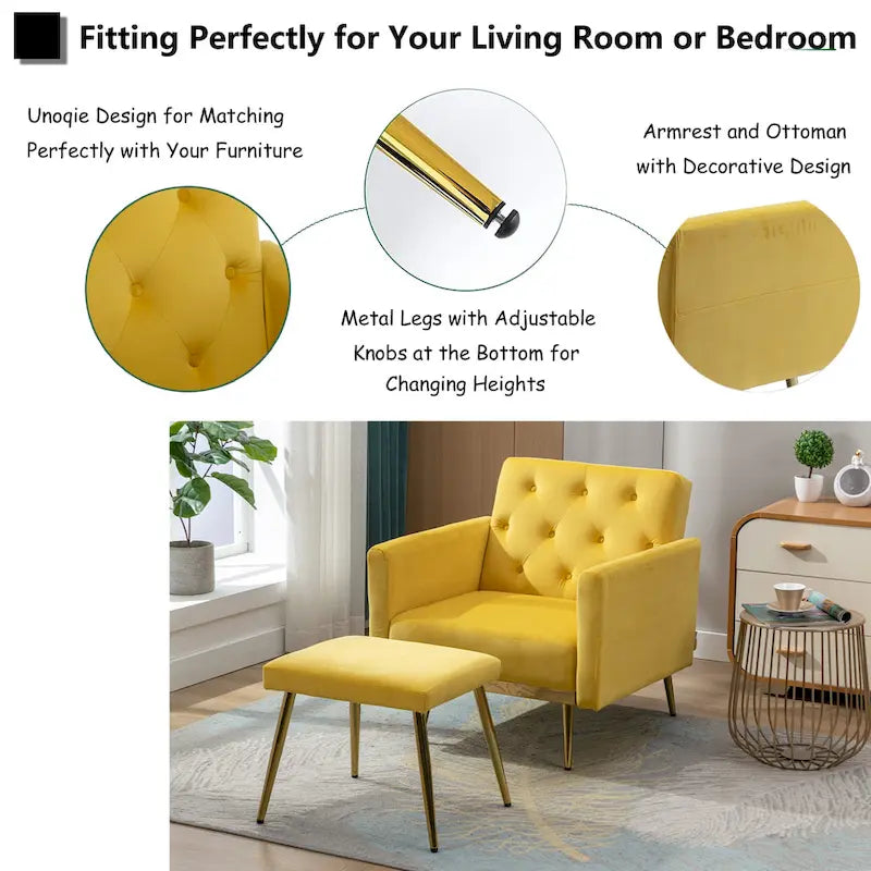 Fauteuil HOMEFUN en velours capitonné avec accoudoirs et dossier réglables et repose-pieds-27