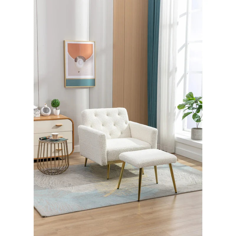 Fauteuil HOMEFUN en velours capitonné avec accoudoirs et dossier réglables et repose-pieds-30