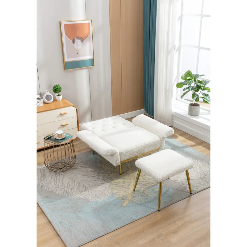 Fauteuil HOMEFUN en velours capitonné avec accoudoirs et dossier réglables et repose-pieds-31