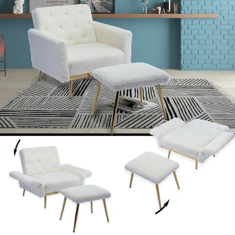 Fauteuil HOMEFUN en velours capitonné avec accoudoirs et dossier réglables et repose-pieds-32