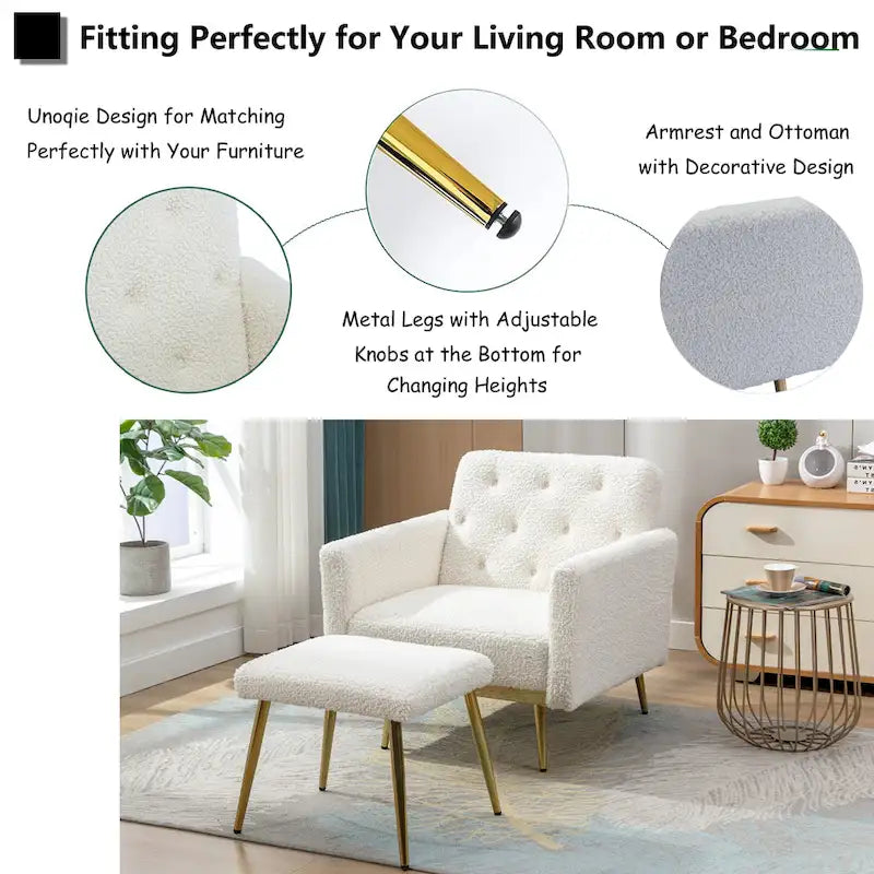 Fauteuil HOMEFUN en velours capitonné avec accoudoirs et dossier réglables et repose-pieds-33