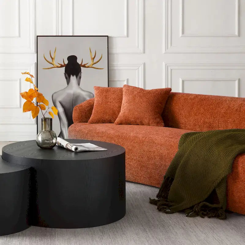 Canapé 3 places moderne incurvé en tissu rembourré de 86,61 pouces-29