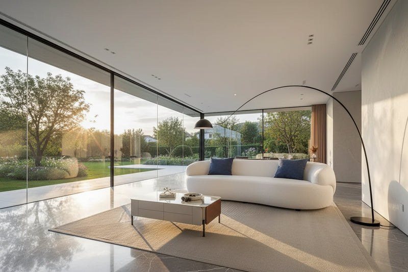 86.61in 3 Seater Modern Curved Upholstered Fabric Sofa Courch