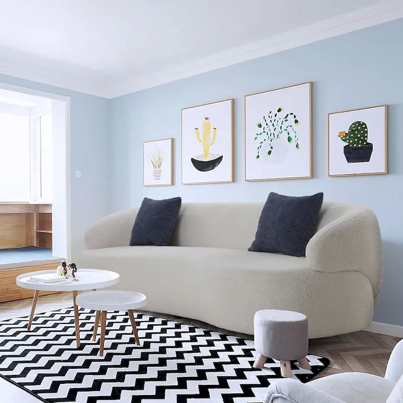 Canapé 3 places moderne incurvé en tissu rembourré de 86,61 pouces-3