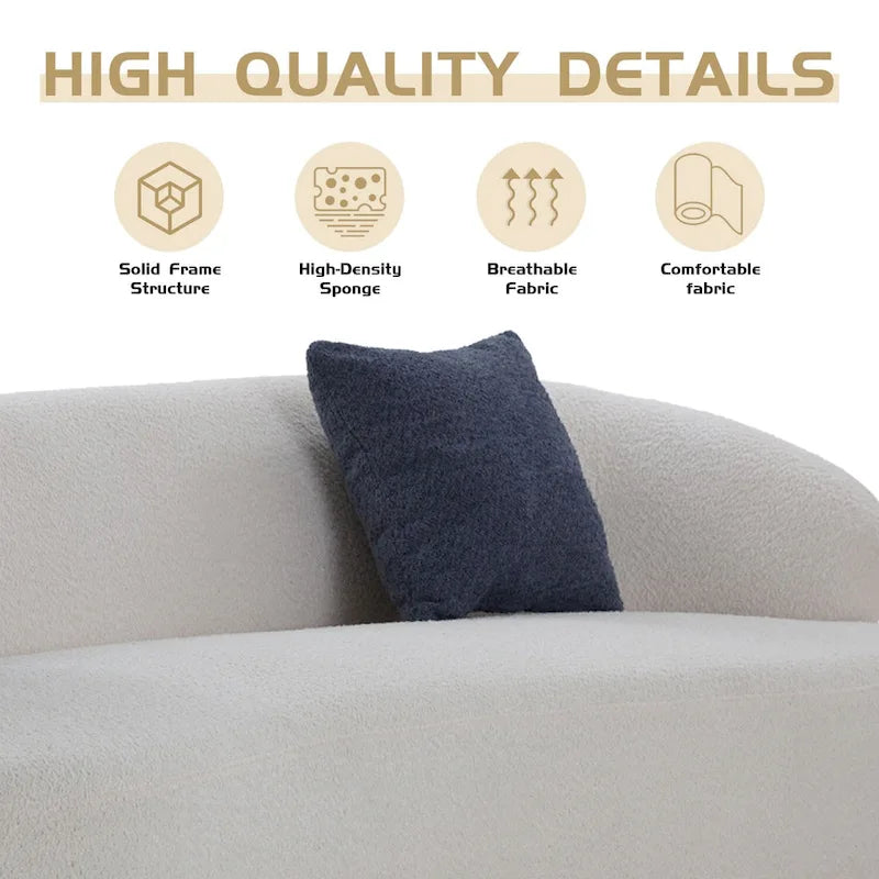 Canapé 3 places moderne incurvé en tissu rembourré de 86,61 pouces-6