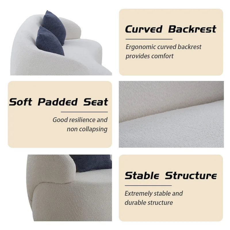 Canapé 3 places moderne incurvé en tissu rembourré de 86,61 pouces-8