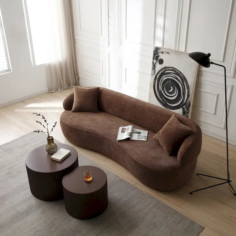 Canapé 3 places moderne incurvé en tissu rembourré de 86,61 pouces-12