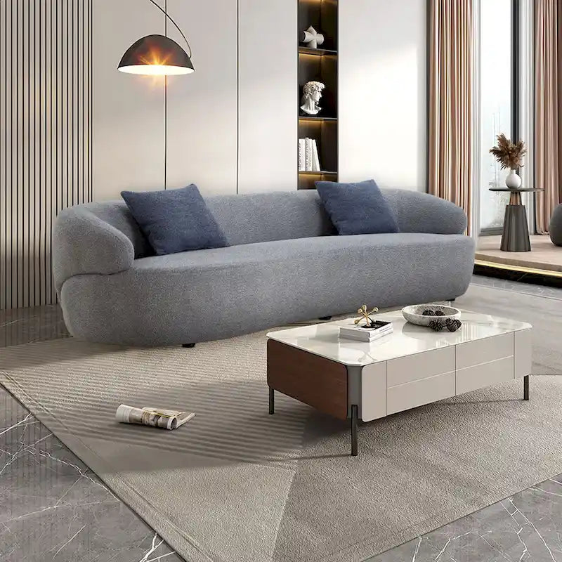 Canapé 3 places moderne incurvé en tissu rembourré de 86,61 pouces-16