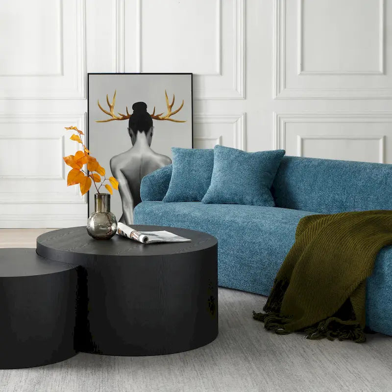 Canapé 3 places moderne incurvé en tissu rembourré de 86,61 pouces-22