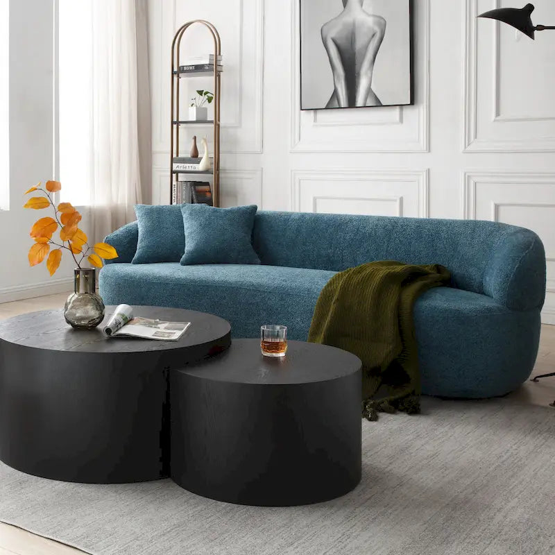 Canapé 3 places moderne incurvé en tissu rembourré de 86,61 pouces-24