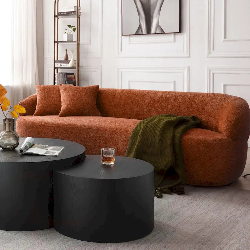 Canapé 3 places moderne incurvé en tissu rembourré de 86,61 pouces-26