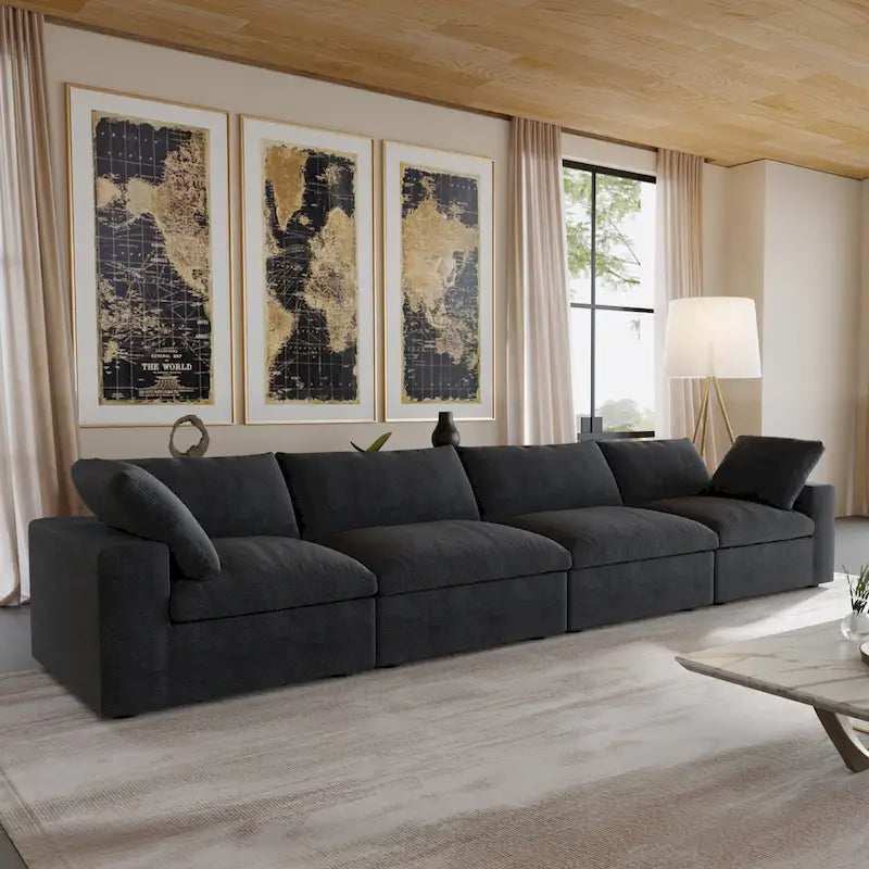 Canapé d'angle modulable 4 places pour salon, canapé convertible moderne et modulable