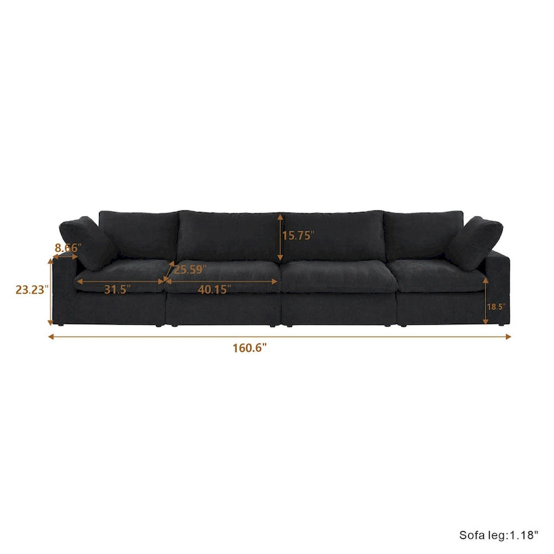 Canapé d'angle modulable 4 places pour salon, canapé convertible moderne et modulable-5