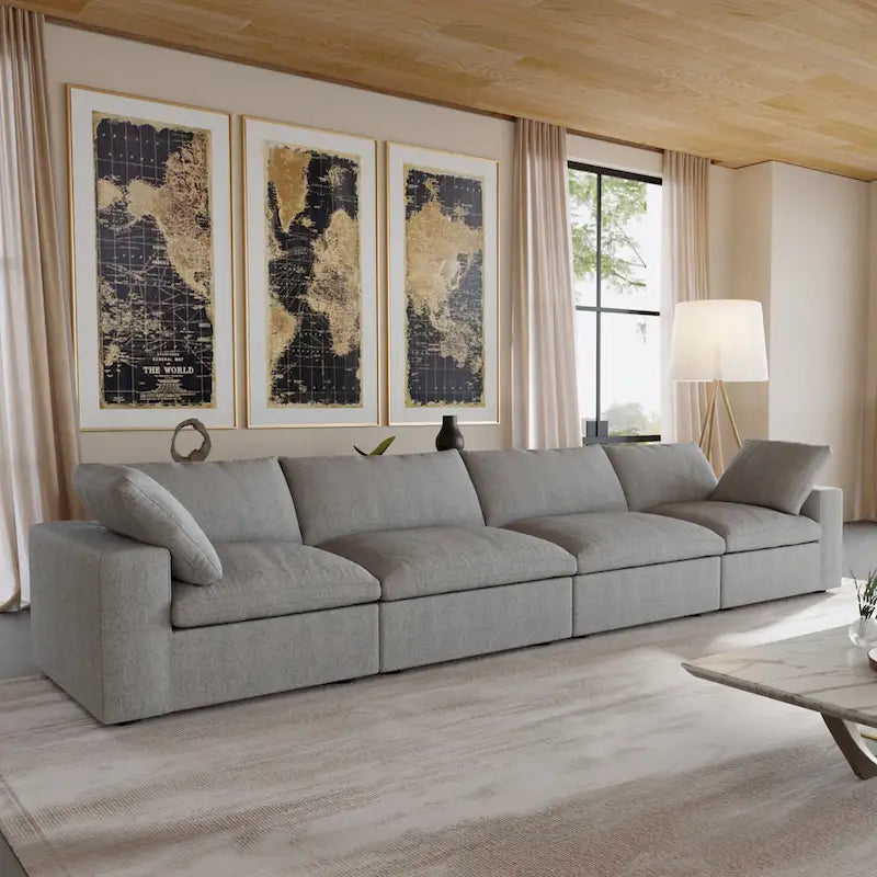 Canapé d'angle modulable 4 places pour salon, canapé convertible moderne et modulable-8