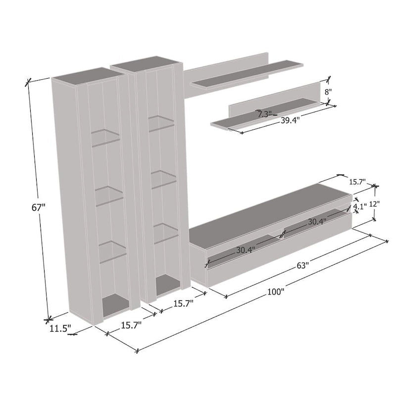 Centre de divertissement moderne suspendu Fly AB2 35TV-8