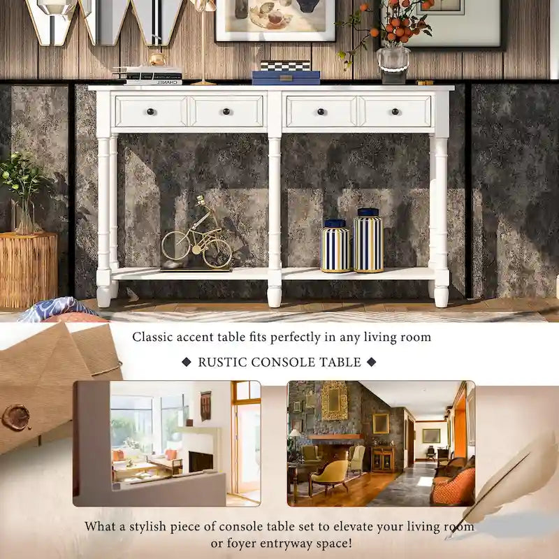 Table console avec deux tiroirs de rangement-13