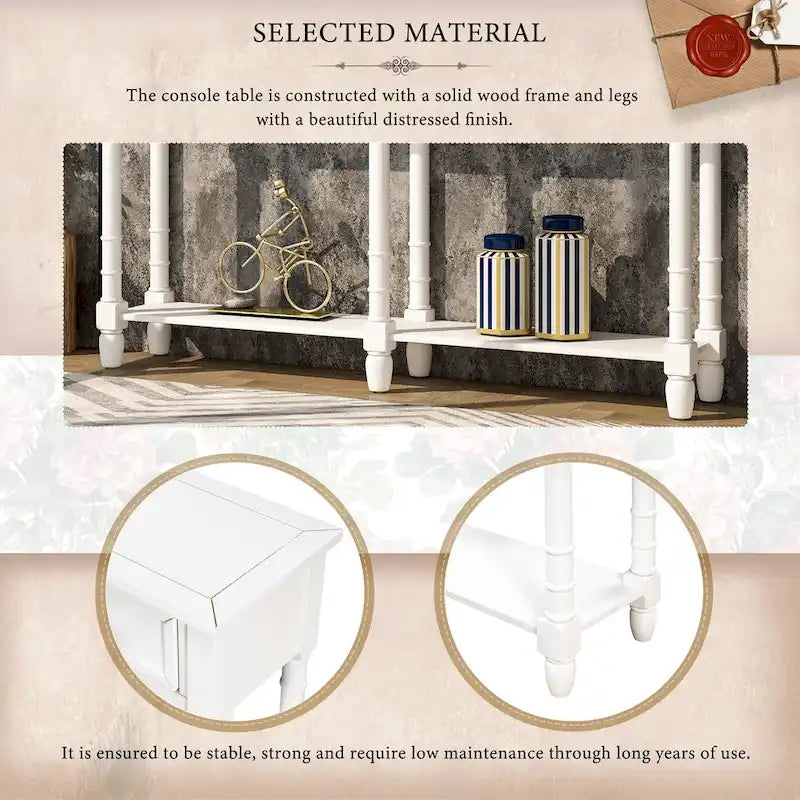 Table console avec deux tiroirs de rangement-15