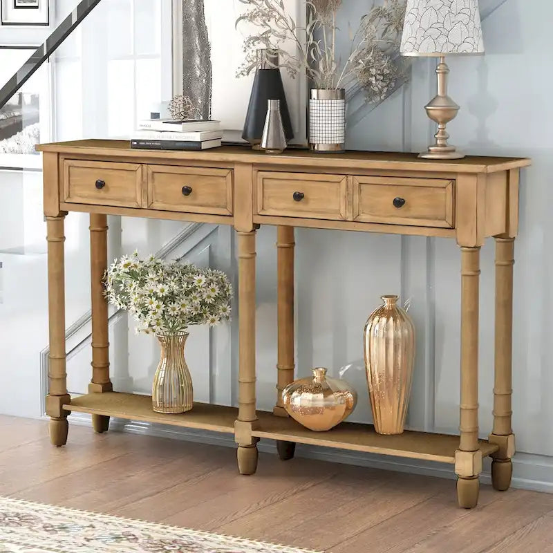 Table console avec deux tiroirs de rangement-16