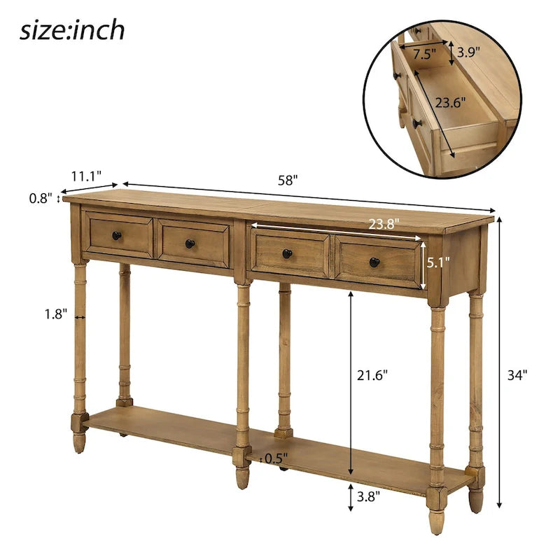 Table console avec deux tiroirs de rangement-20