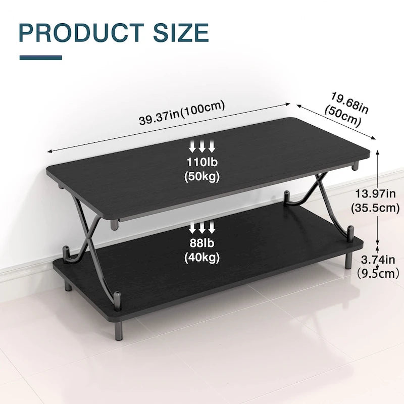 Ensemble de table basse moderne Javlergo 3 pièces pour salon comprenant une table basse en bois et un ensemble de 2 tables d'appoint-8