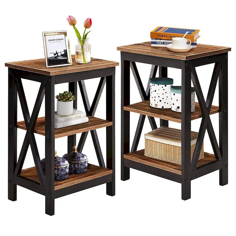 Ensemble de table basse moderne Javlergo 3 pièces pour salon comprenant une table basse en bois et un ensemble de 2 tables d'appoint-28