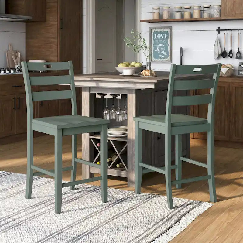 Chaises de comptoir Rangel en bois rustique à dossier échelle de Furniture of America (ensemble de 2)-21