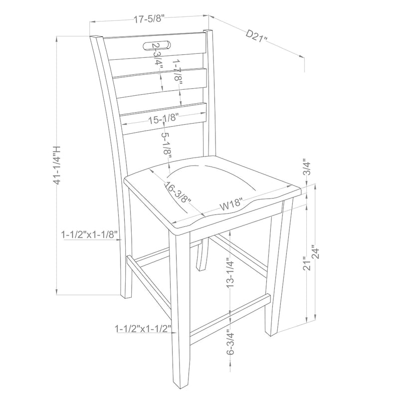 Chaises de comptoir Rangel en bois rustique à dossier échelle de Furniture of America (ensemble de 2)-7