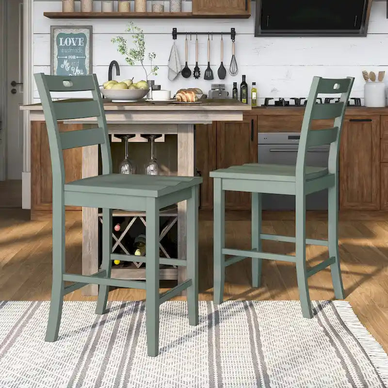 Chaises de comptoir Rangel en bois rustique à dossier échelle de Furniture of America (ensemble de 2)-16