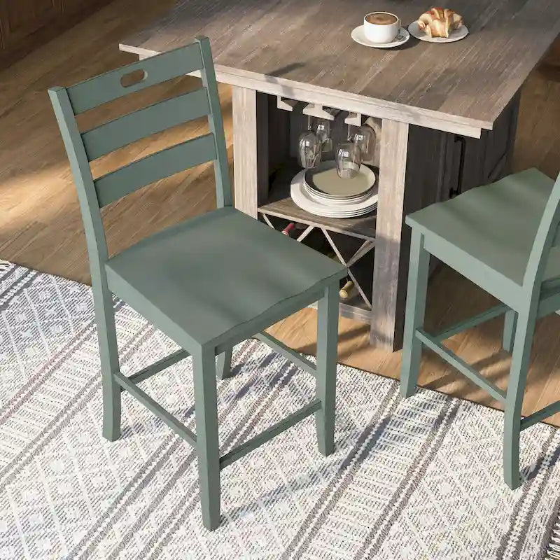 Chaises de comptoir Rangel en bois rustique à dossier échelle de Furniture of America (ensemble de 2)-17