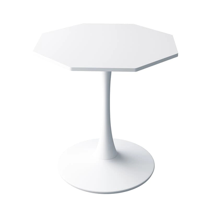 Table de salle à manger octogonale Grondin de style minimaliste moderne (31,5 po) avec plateau en MDF et pied central en métal, petite table de bar Tulipe-13