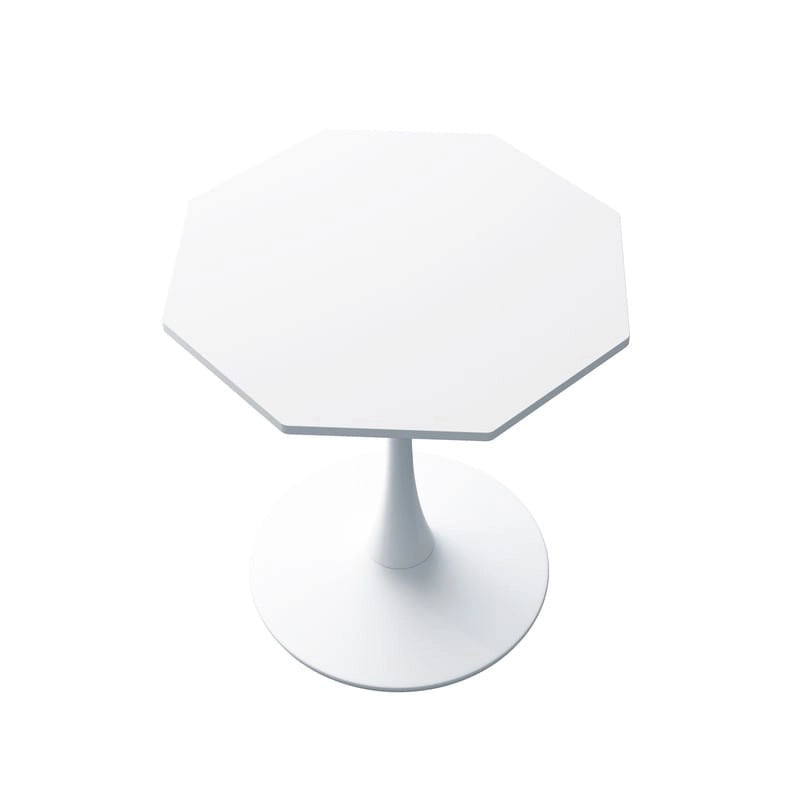 Table de salle à manger octogonale Grondin de style minimaliste moderne (31,5 po) avec plateau en MDF et pied central en métal, petite table de bar Tulipe-14