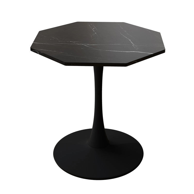 Table de salle à manger octogonale Grondin de style minimaliste moderne (31,5 po) avec plateau en MDF et pied central en métal, petite table de bar Tulipe-19