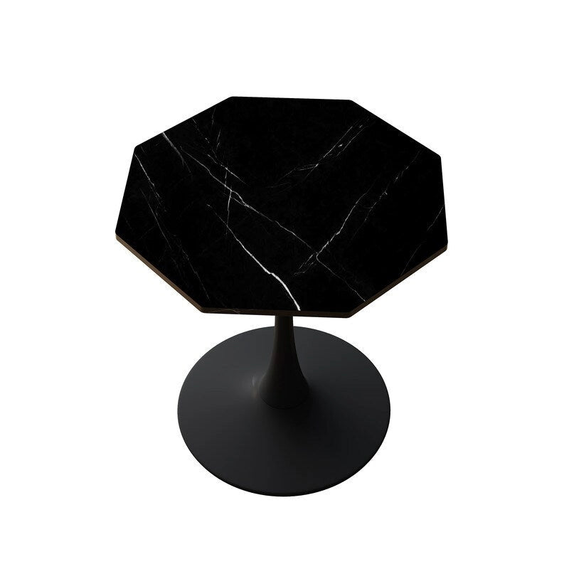 Table de salle à manger octogonale Grondin de style minimaliste moderne (31,5 po) avec plateau en MDF et pied central en métal, petite table de bar Tulipe-20