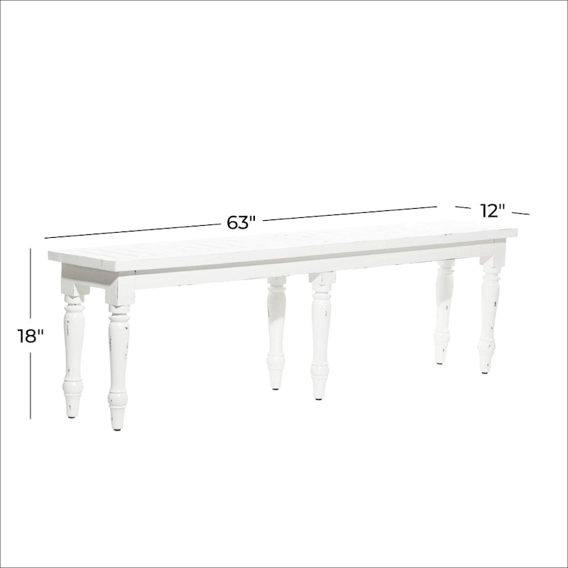 Banc long et étroit en bois blanc - Roche River Decor - 12 po L x 63 po l x 18 po H-5