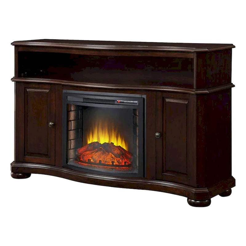 Meuble TV Pleasant Hearth Merrill 54 avec cheminée électrique couleur Merlot - 54 pouces de largeur