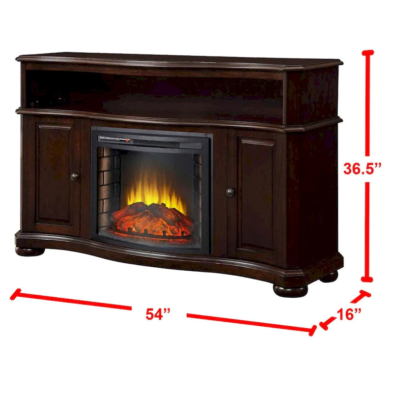 Meuble TV Pleasant Hearth Merrill 54 avec cheminée électrique couleur Merlot - 54 pouces de largeur-3