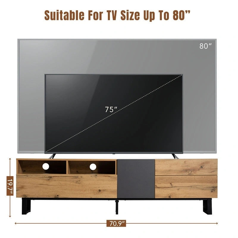 Meuble TV moderne avec console multimédia pour téléviseur 80 pouces-5