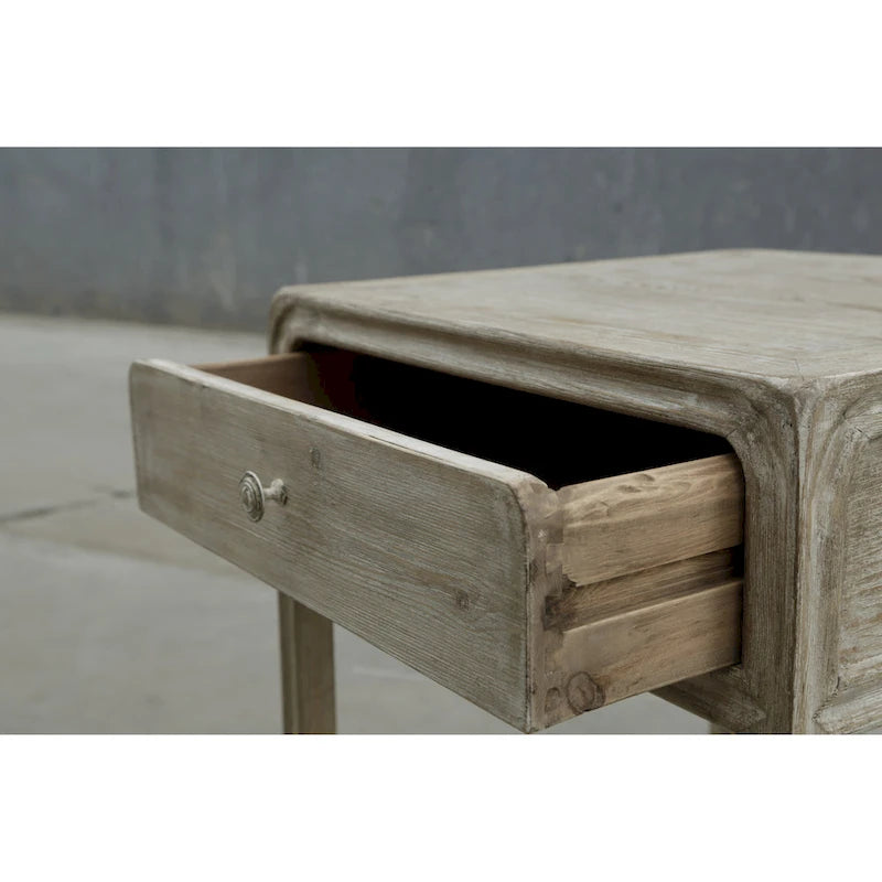 Table d'appoint carrée Artissance Peking avec tiroir, 68,5 cm de hauteur, blanc délavé-9