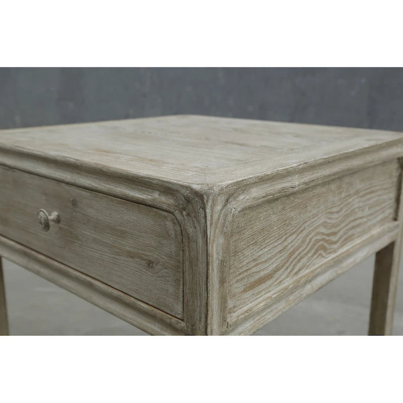 Table d'appoint carrée Artissance Peking avec tiroir, 68,5 cm de hauteur, blanc délavé-10