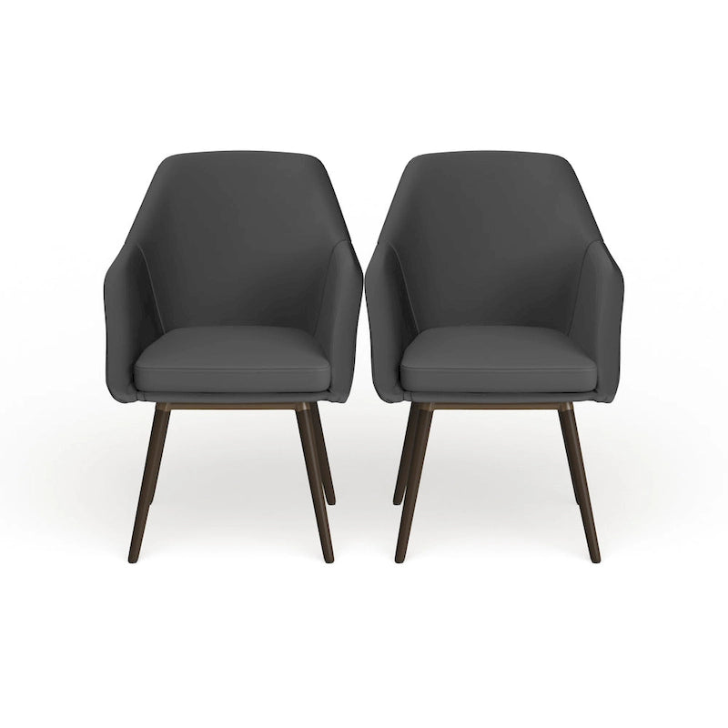 Ensemble de deux fauteuils Carson Carrington Akrehamn en similicuir gris avec pieds en hêtre
