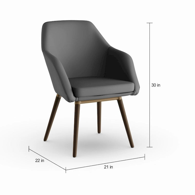 Ensemble de deux fauteuils Carson Carrington Akrehamn en similicuir gris avec pieds en hêtre-5