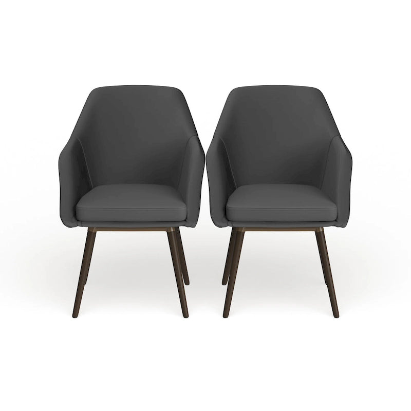 Ensemble de deux fauteuils Carson Carrington Akrehamn en similicuir gris avec pieds en hêtre-6