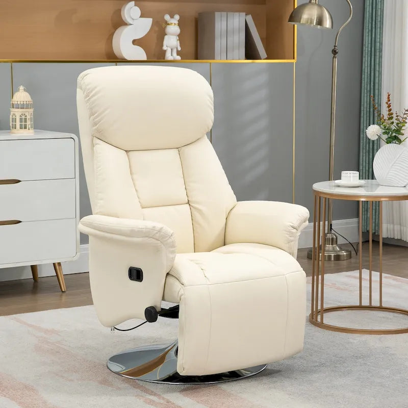 Fauteuil inclinable manuel HOMCOM pour adultes, fauteuil pivotant réglable avec repose-pieds et accoudoirs rembourrés-10