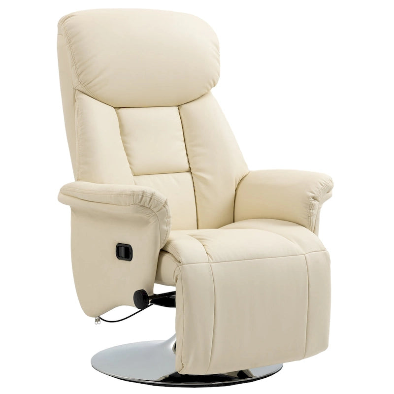 Fauteuil inclinable manuel HOMCOM pour adultes, fauteuil pivotant réglable avec repose-pieds et accoudoirs rembourrés