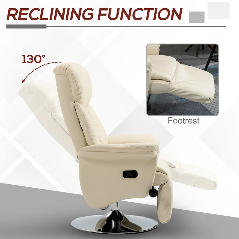 Fauteuil inclinable manuel HOMCOM pour adultes, fauteuil pivotant réglable avec repose-pieds et accoudoirs rembourrés-4