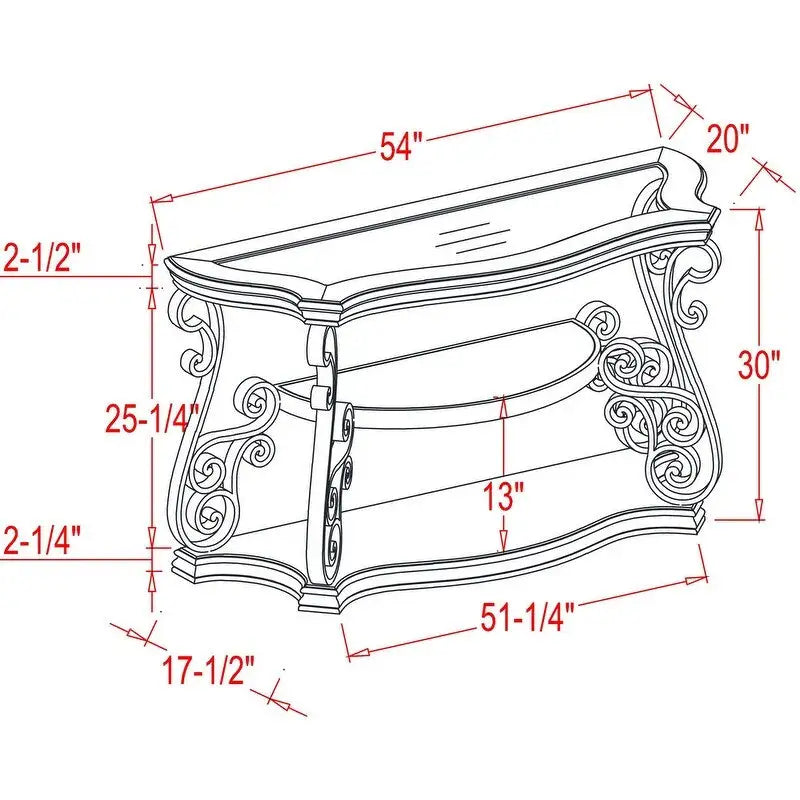 Table de contrôle traditionnelle avec plateau en verre trempé et étagère centrale, style rétro, idéale pour un salon, un hall d'entrée ou un couloir.-3