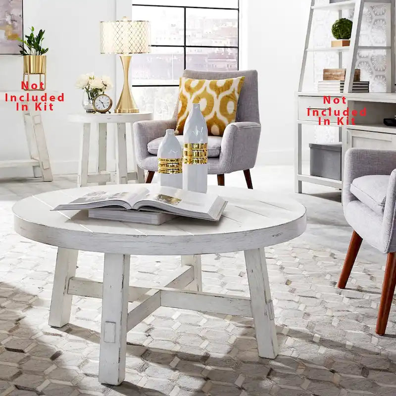 Modern Farmhouse Flea Market White Distressed 3 Piece Set